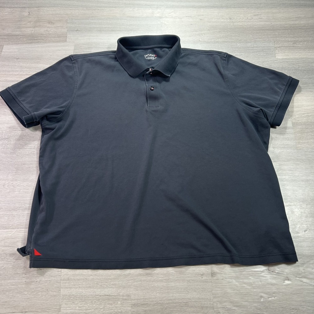 UNTUCKit Damaschino Polo Shirt Mens 2XL Black Solid 100% Cotton Tagless Casual